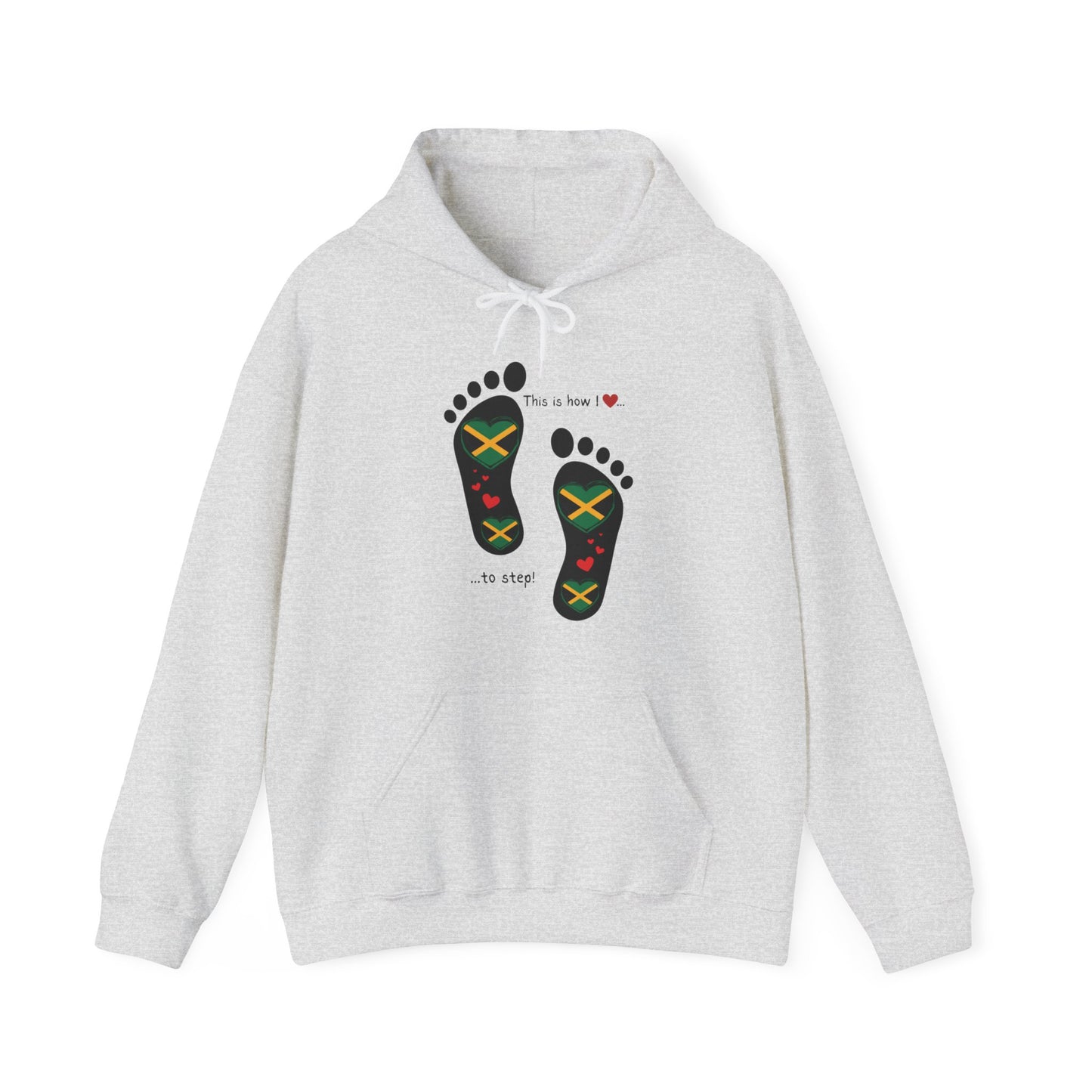 Jamaican Heritage Heart-Shaped Flag Footprints Unisex Hooded Top