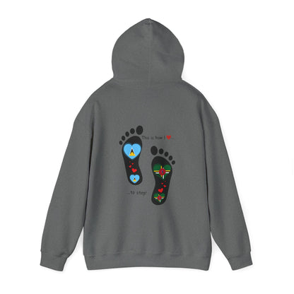 Saint Lucia & Dominica Flag Footprints Unisex Hoodie: Express dual-nationality Caribbean pride with unique designs on cozy sweatshirts