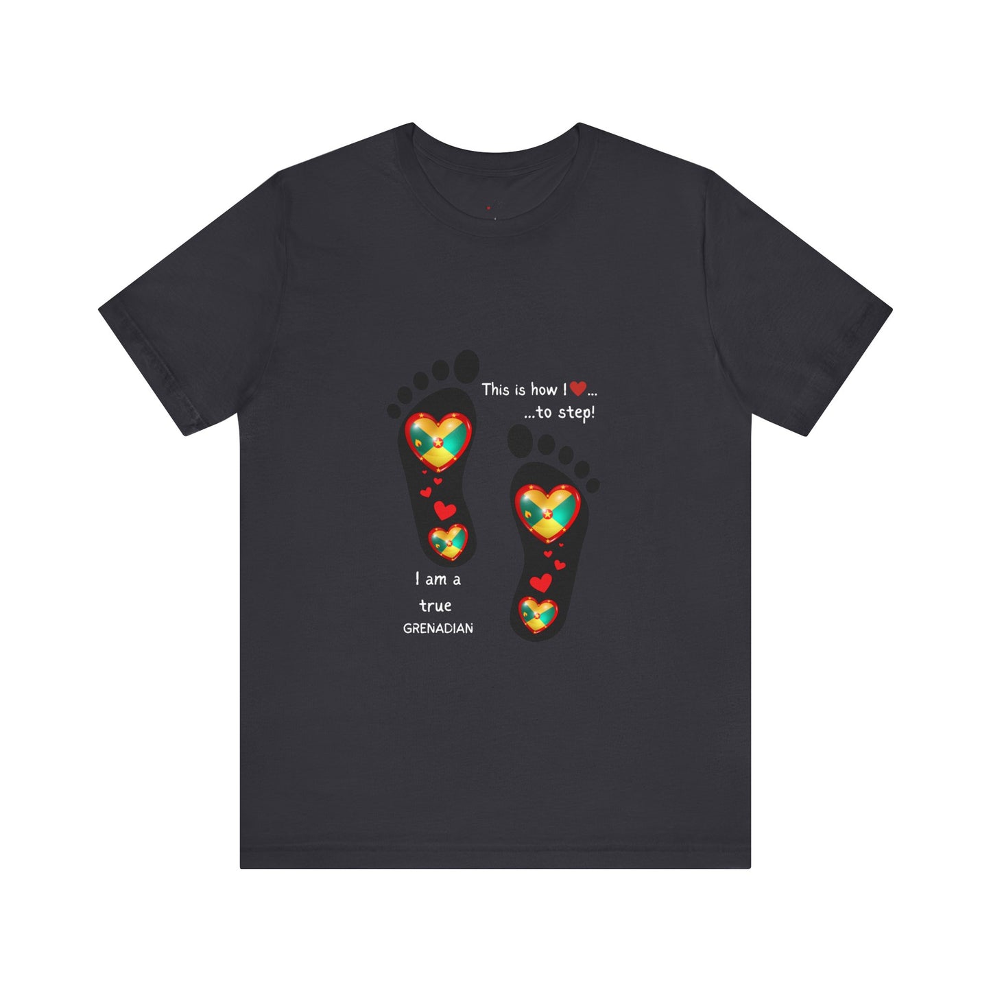 Unisex Jersey Short Sleeve Tee - LoveJustJules Grenadian Heart Flag Tee - Gift Idea