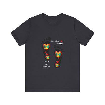 Unisex Jersey Short Sleeve Tee - LoveJustJules Grenadian Heart Flag Tee - Gift Idea