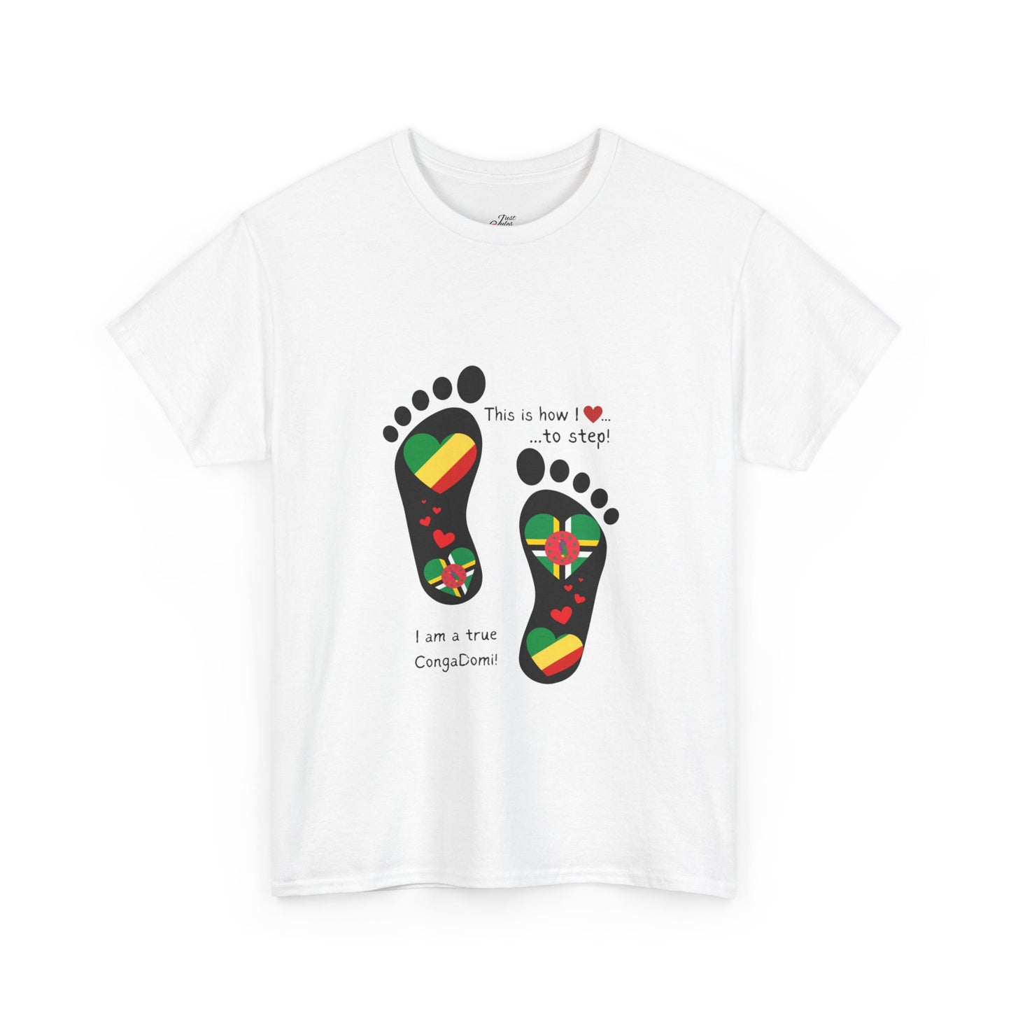 Unisex Heavy Cotton Tee - "Celebrating The Republic of the Congo & Dominica in Every Step" - Heritage Fusion By LoveJustJules