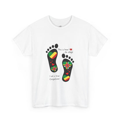 Unisex Heavy Cotton Tee - "Celebrating The Republic of the Congo & Dominica in Every Step" - Heritage Fusion By LoveJustJules