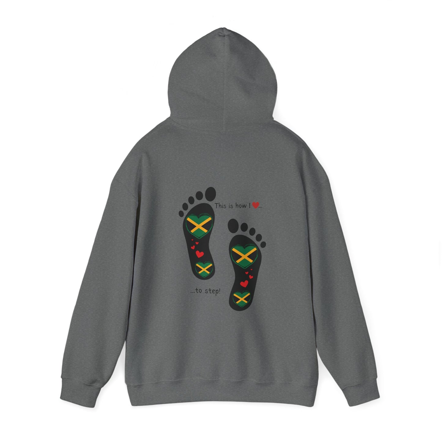 Jamaican Heritage Heart-Shaped Flag Footprints Unisex Hooded Top