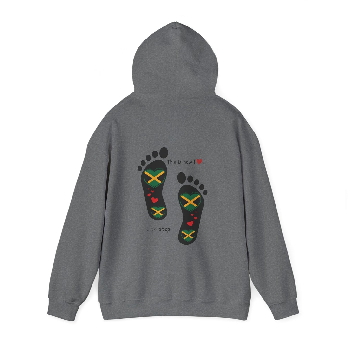 Jamaican Heritage Heart-Shaped Flag Footprints Unisex Hooded Top