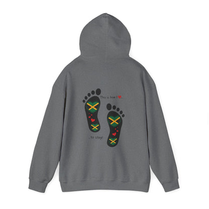 Jamaican Heritage Heart-Shaped Flag Footprints Unisex Hooded Top