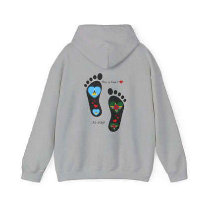 Saint Lucia & Dominica Flag Footprints Unisex Hoodie: Express dual-nationality Caribbean pride with unique designs on cozy sweatshirts