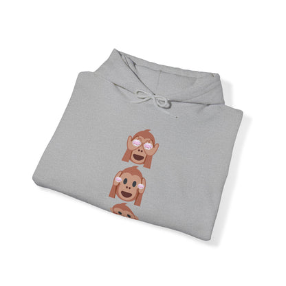 Introducing our iconic "See No Evil..Poop, Hear No Evil..Poop, Speak No Evil..Poop" monkeys hooded sweatshirt.