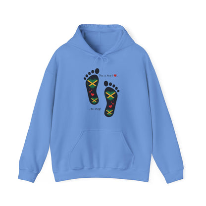 Jamaican Heritage Heart-Shaped Flag Footprints Unisex Hooded Top