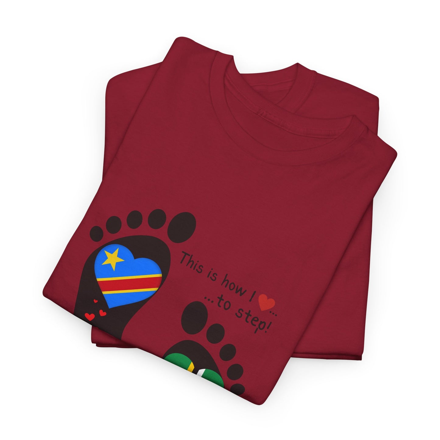 Unisex Heavy Cotton Tee - LoveJustJules - "Heritage Fusion: Celebrating Congo & Dominica in Every Step"