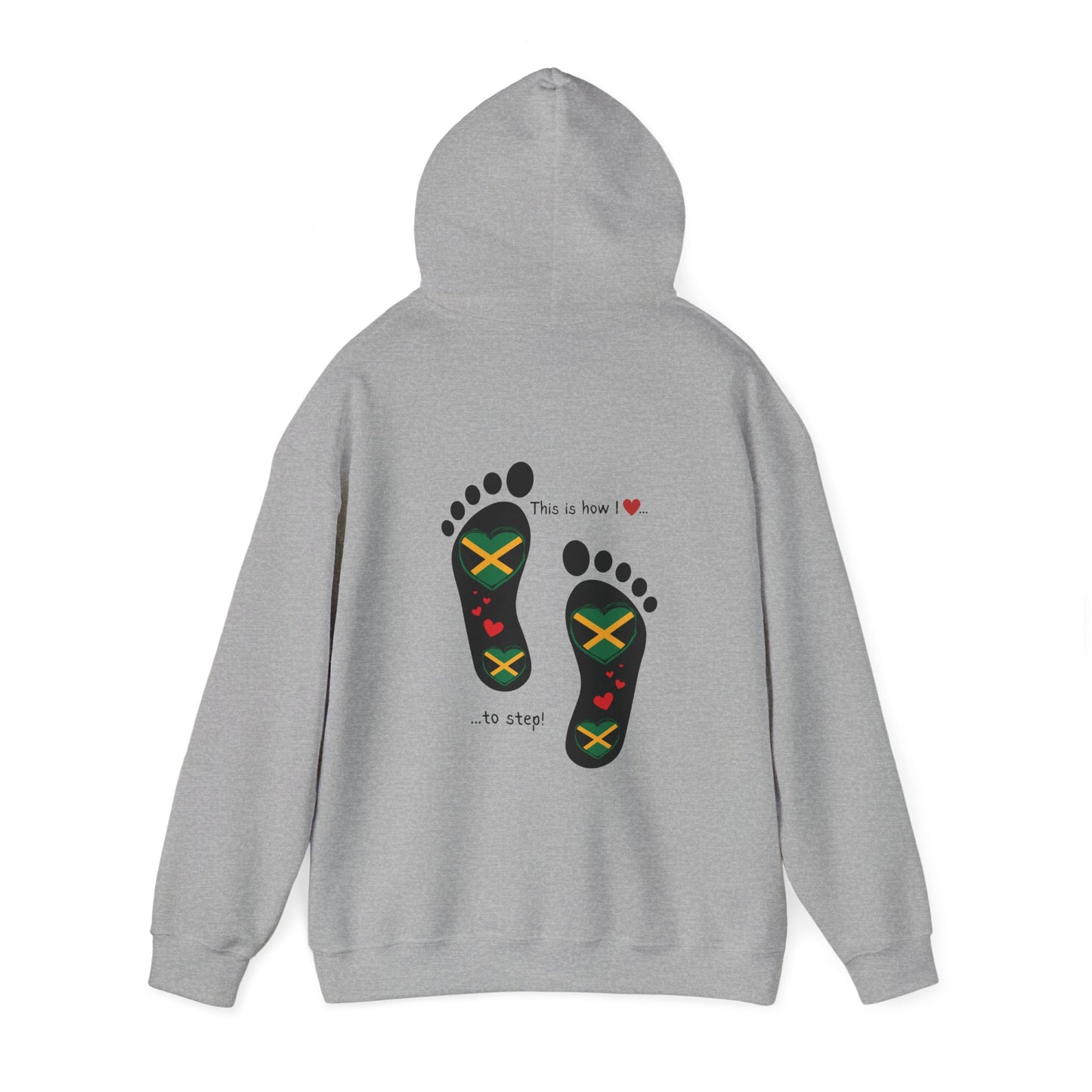 Jamaican Heritage Heart-Shaped Flag Footprints Unisex Hooded Top