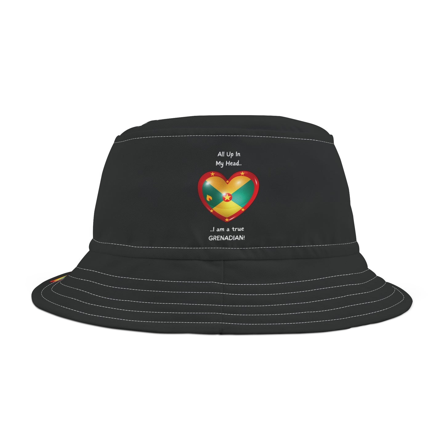 LoveJustJules - Grenadian Heart-Shaped Flag Bucket Hat - Gift Idea