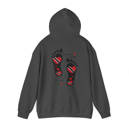 Trinidad Flag Footprints Hooded Top - Unique design meets comfort in our sweatshirt. Unisex style for all." Gift Idea for him and her.