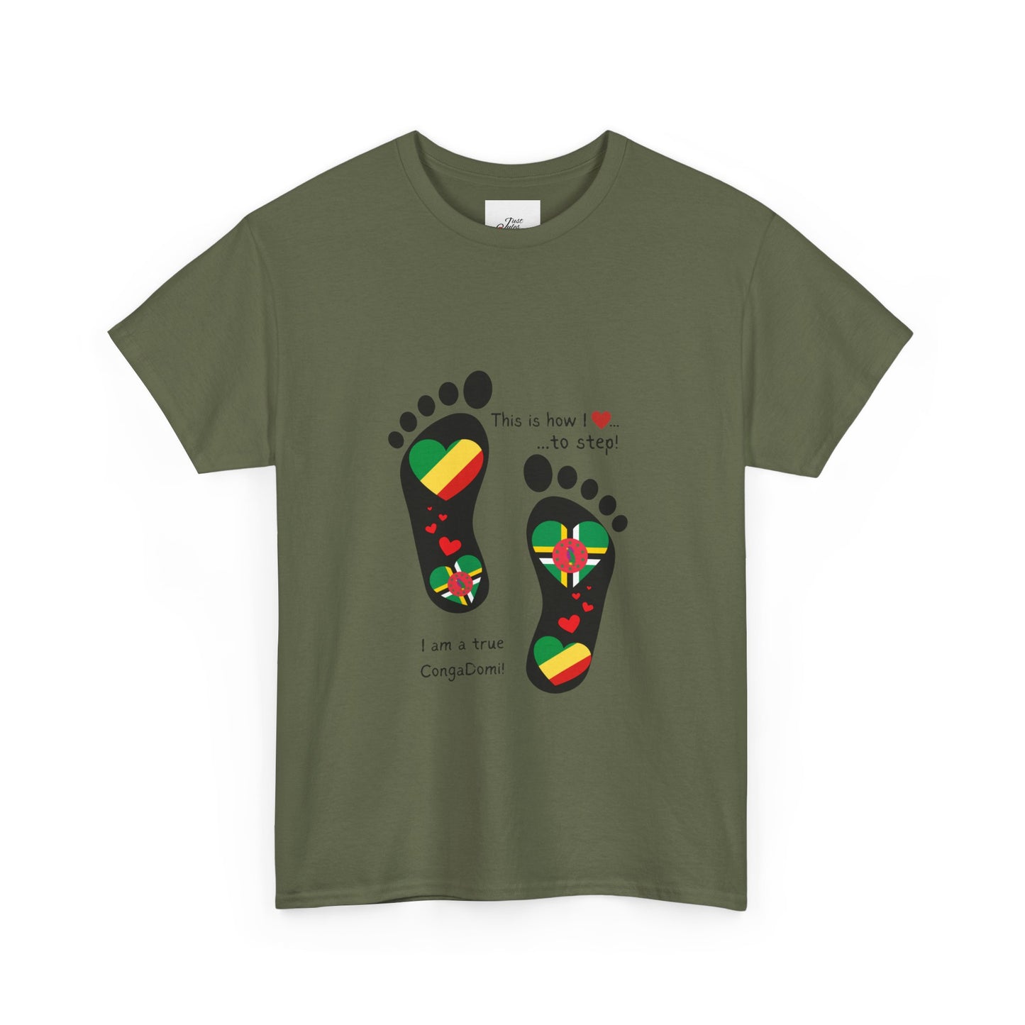 Unisex Heavy Cotton Tee - "Celebrating The Republic of the Congo & Dominica in Every Step" - Heritage Fusion By LoveJustJules