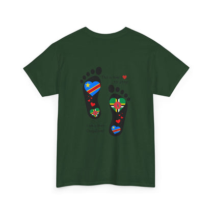 Unisex Heavy Cotton Tee - LoveJustJules - "Heritage Fusion: Celebrating Congo & Dominica in Every Step"