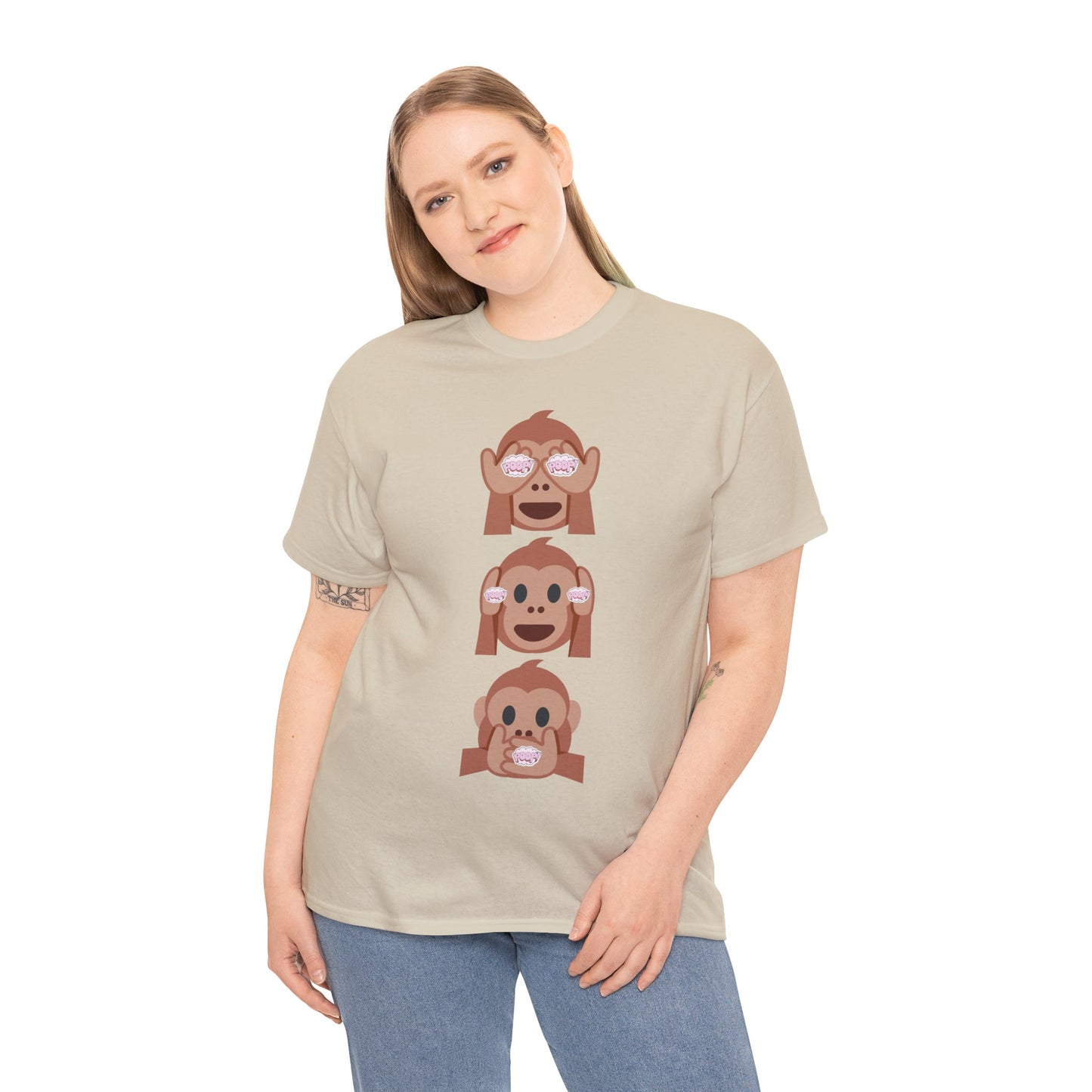 Introducing our Exclusive "See No Evil..Poop, Hear No Evil..Poop, Speak No Evil..Poop" Unisex Heavy Cotton Tee-shirt.