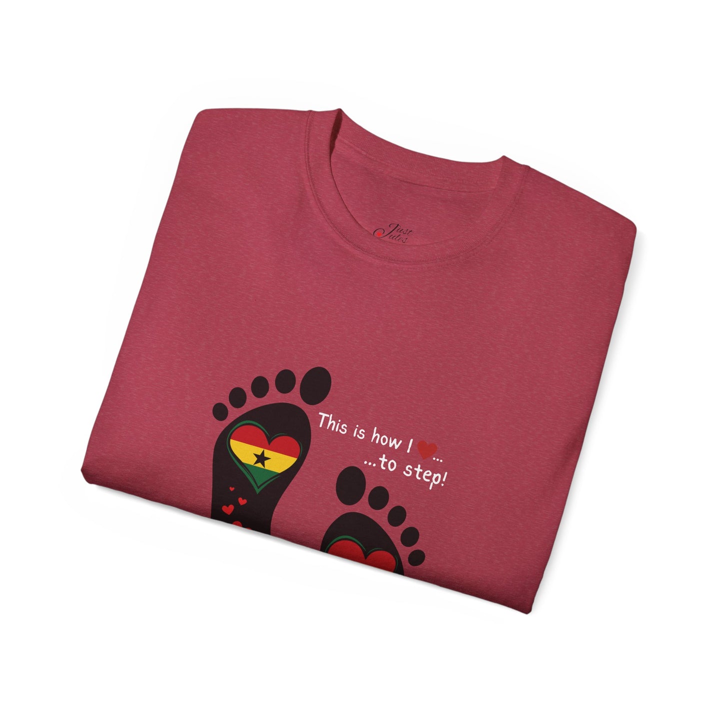 Unisex Ultra Cotton Tee - LoveJustJules Heart Flag Unisex Tee: Ghanaian Pride Edition