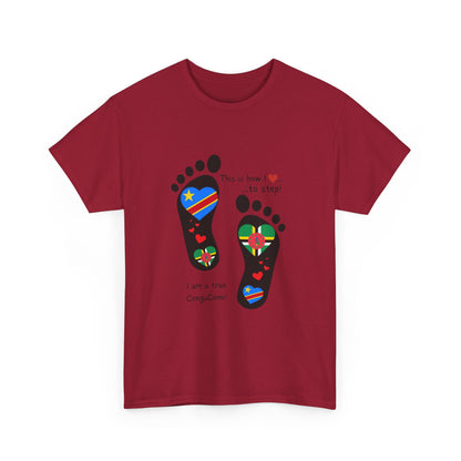 Unisex Heavy Cotton Tee - LoveJustJules - "Heritage Fusion: Celebrating Congo & Dominica in Every Step"