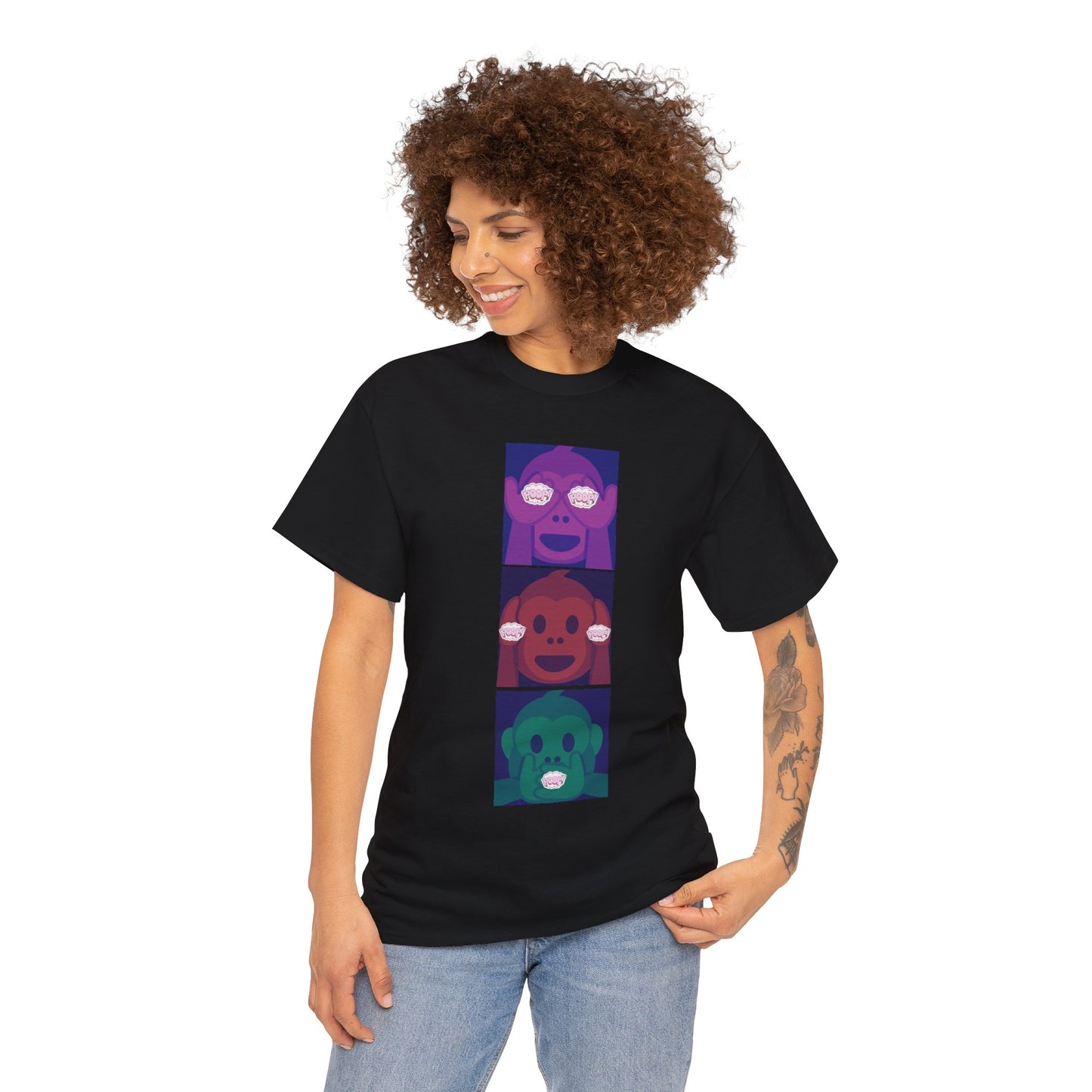 Introducing our Exclusive "See No Evil, Hear No Evil, Speak No Evil" Poop Emoji Graphic Tee-Shirt!