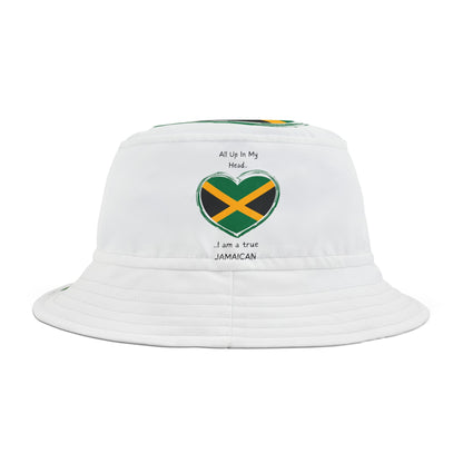 Elevate your style and showcase your Jamaican heritage with the LoveJustJules Heart-shaped Jamaican Flag Fisherman's Bucket Hat