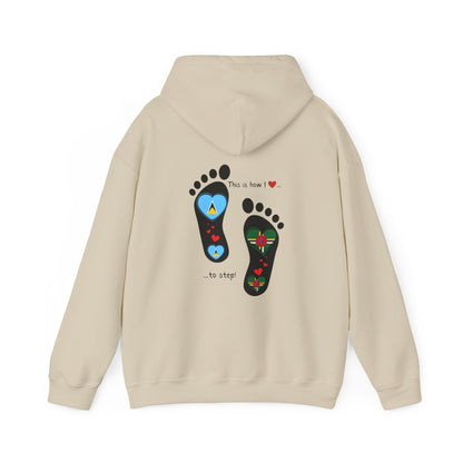 Saint Lucia & Dominica Flag Footprints Unisex Hoodie: Express dual-nationality Caribbean pride with unique designs on cozy sweatshirts