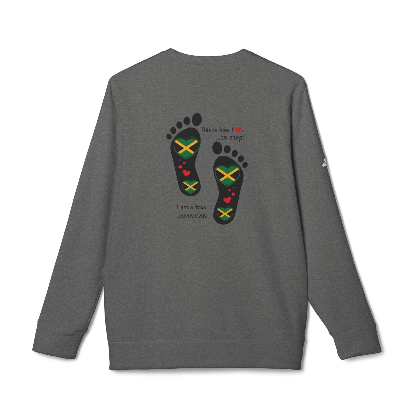 LoveJustJules Heart-Shaped Flag of Jamaica in Footprints Top - A Fusion of Style, Patriotism, and adidas® Quality