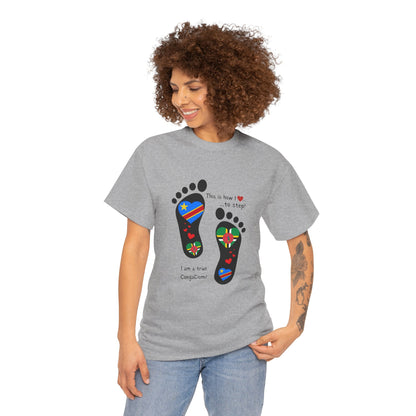 Unisex Heavy Cotton Tee - LoveJustJules - "Heritage Fusion: Celebrating Congo & Dominica in Every Step"