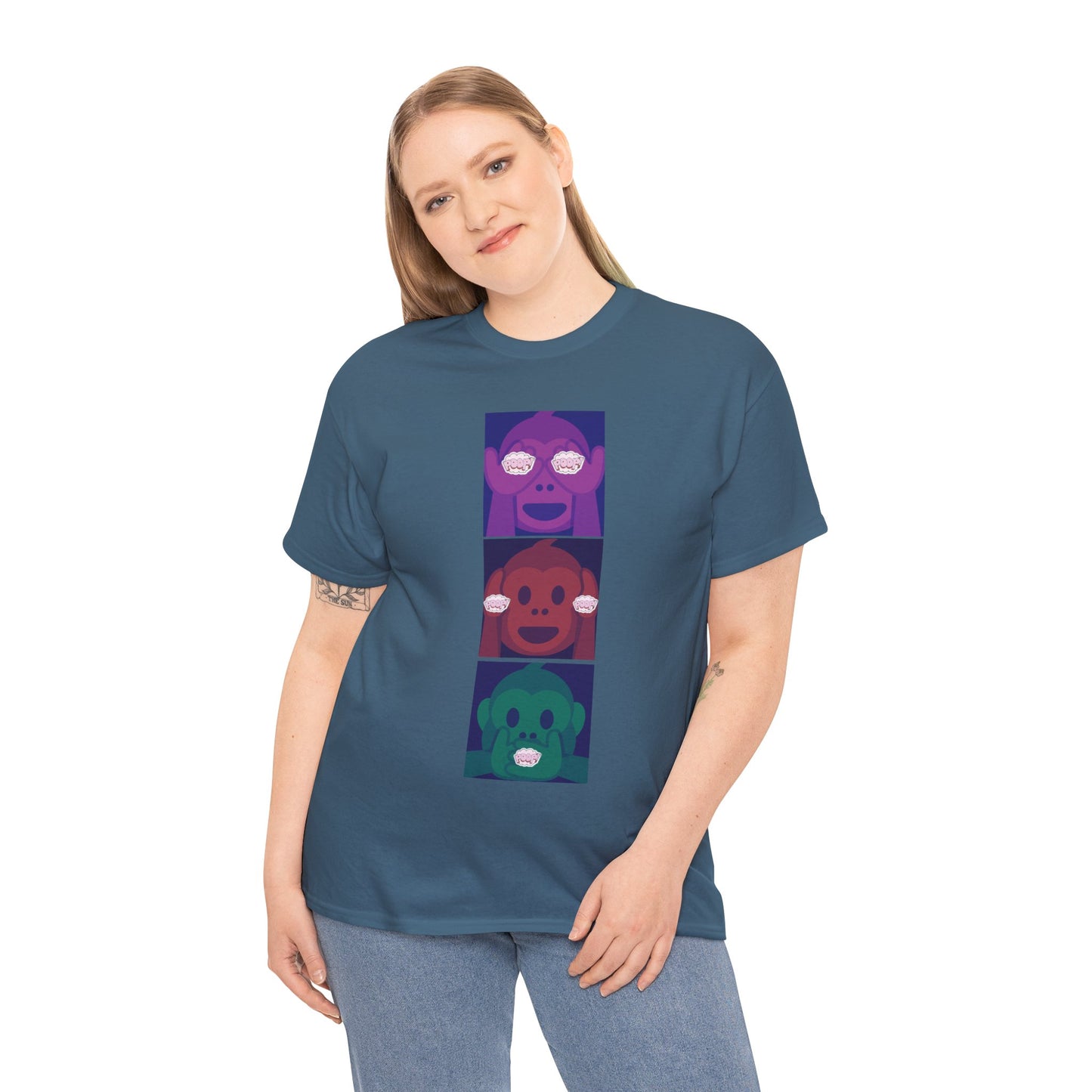 Introducing our Exclusive "See No Evil, Hear No Evil, Speak No Evil" Poop Emoji Graphic Tee-Shirt!