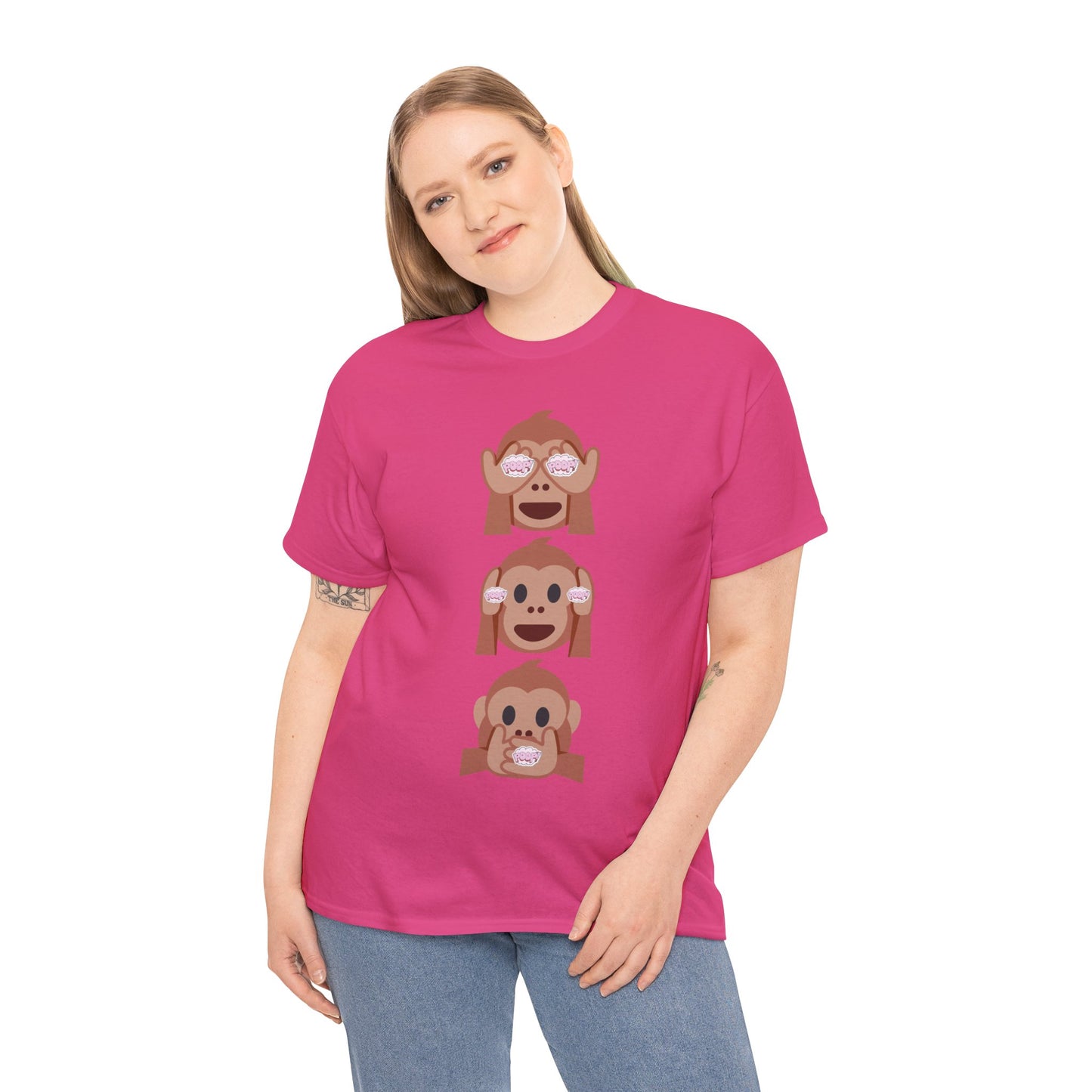 Introducing our Exclusive "See No Evil..Poop, Hear No Evil..Poop, Speak No Evil..Poop" Unisex Heavy Cotton Tee-shirt.