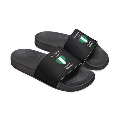 Removable-Strap Sandals - Step into Nigerian pride with our Heart-shaped Nigerian flag slider footwear from LoveJustJules!