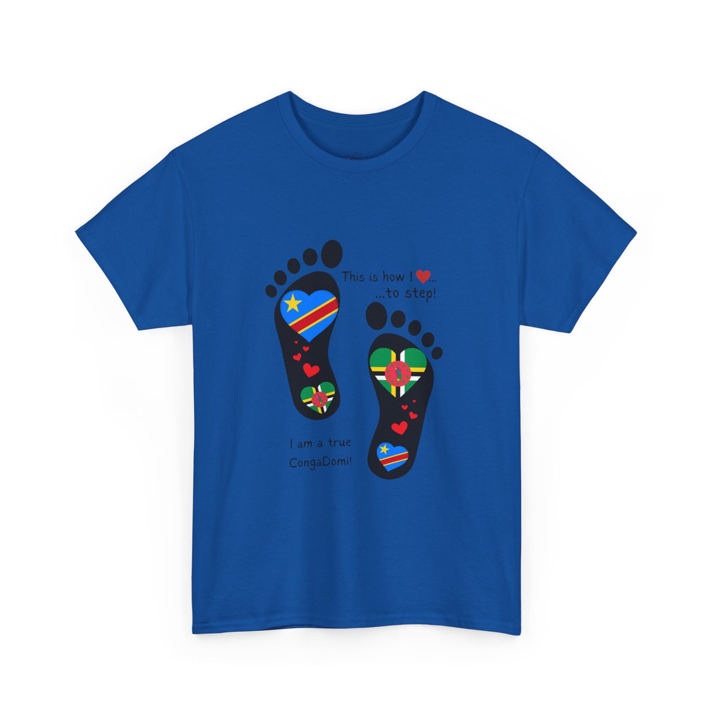 Unisex Heavy Cotton Tee - LoveJustJules - "Heritage Fusion: Celebrating Congo & Dominica in Every Step"