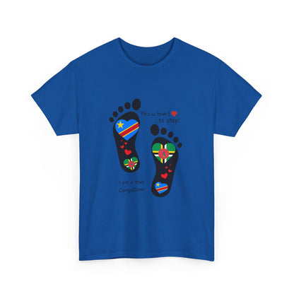 Unisex Heavy Cotton Tee - LoveJustJules - "Heritage Fusion: Celebrating Congo & Dominica in Every Step"