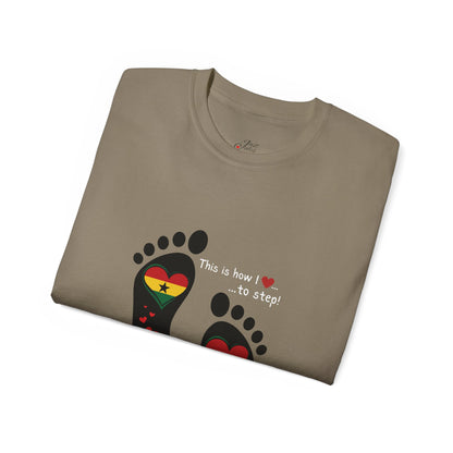 Unisex Ultra Cotton Tee - LoveJustJules Heart Flag Unisex Tee: Ghanaian Pride Edition