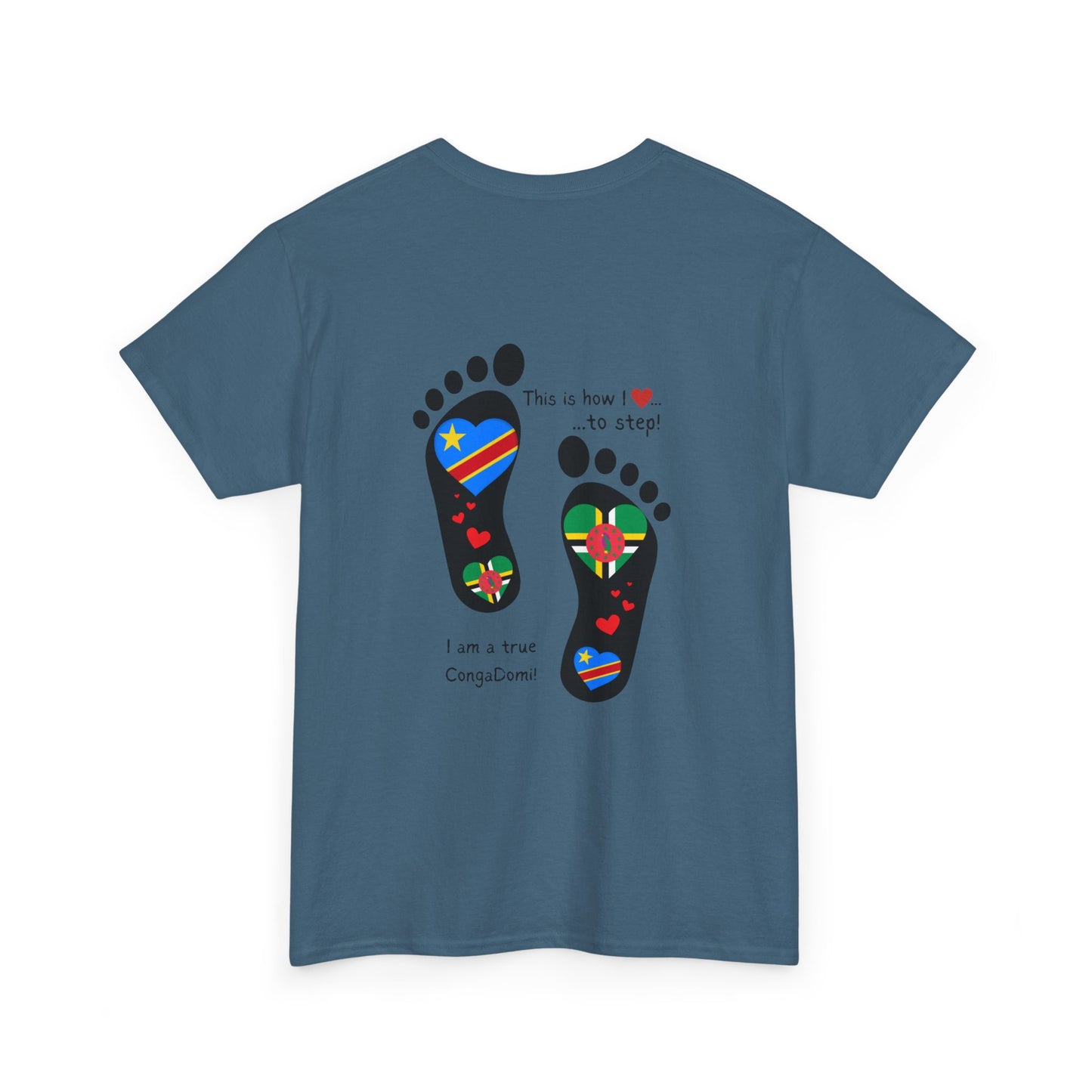 Unisex Heavy Cotton Tee - LoveJustJules - "Heritage Fusion: Celebrating Congo & Dominica in Every Step"