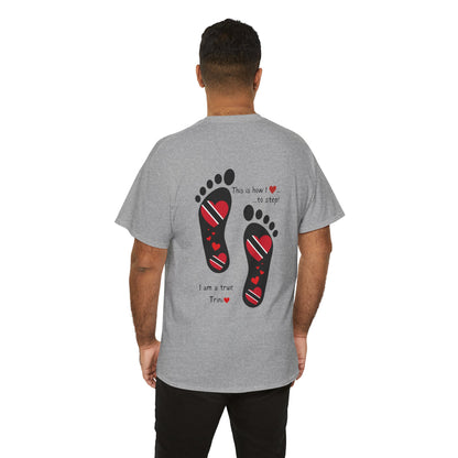 Introducing LoveJustJules's Exclusive Trinidad & Tobago Heart-Shaped Flags Footprint Tee - Trini flags in footprints.  Gift Idea.